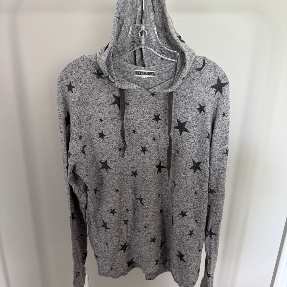7. PJ Salvage Gray Star-Patterned Cowl Neck Sweater